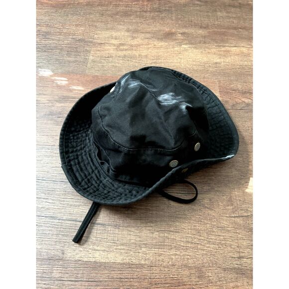 Black bucket hat, hunting hat, sun protection hat, Size XL, with adjustable cord - Picture 9 of 11